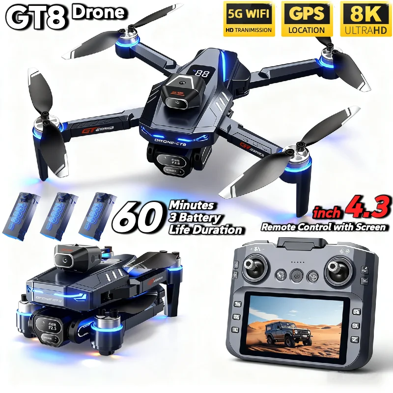 Fpv Brushless Rc Drone 4K - โดรน HOT สำหรับ LSRC GT8 กล้องคู่ระดับมืออาชีพ