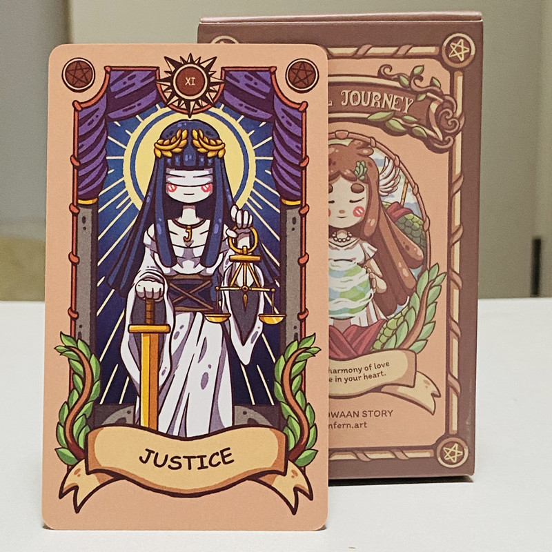 Tarot Cards Deck With Guidebook - Joyful Journey ไพ่ทาโรต์ 79 ชิ้นการ์ตูนน่ารักวาดไพ่ทาโรต์ภาพประกอบโอบกอดความสว่างความรักและความอบอุ่น