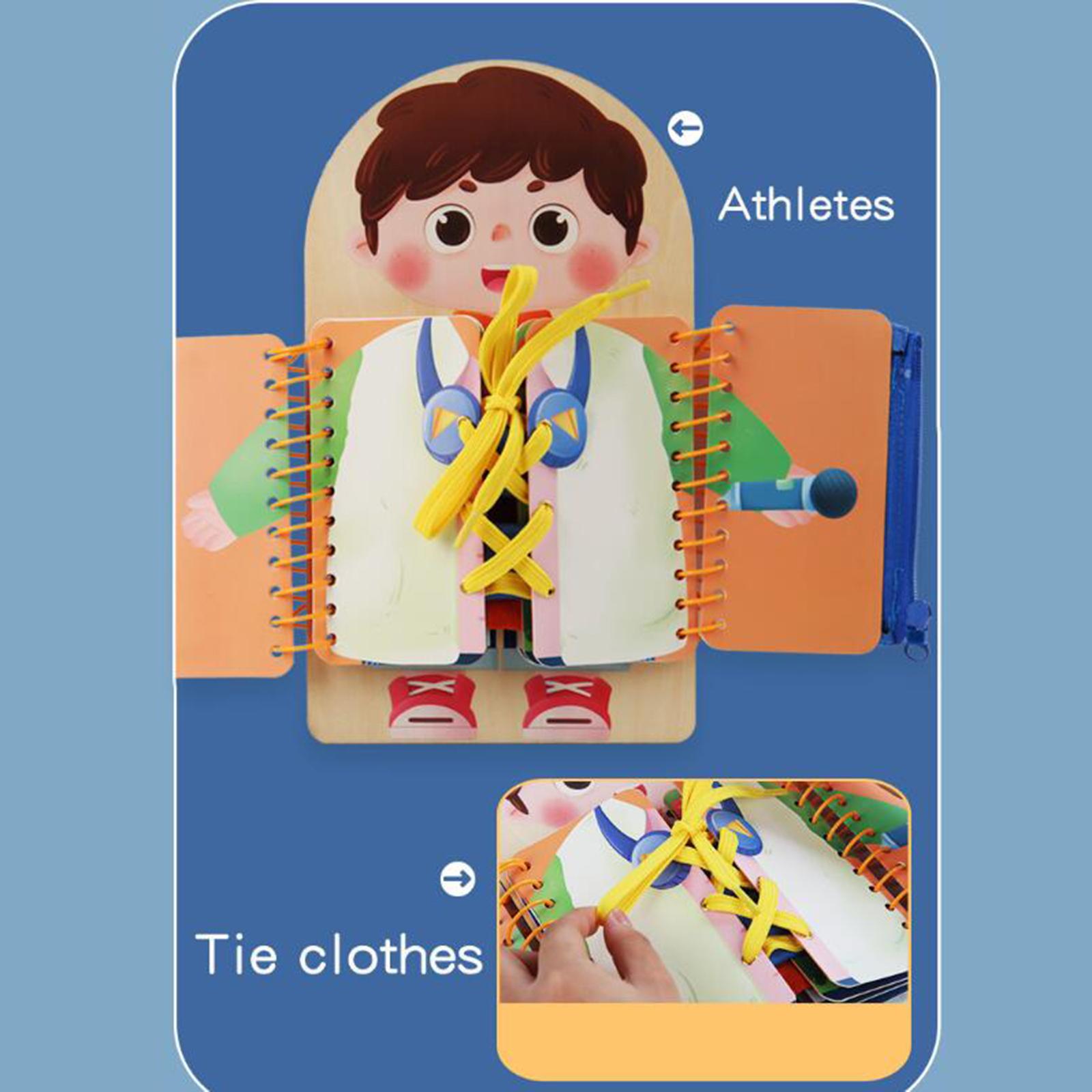 Montessori Wooden Busy Board Toddler - กระดานกิจกรรมสำหรับเด็กเล็ก ของเล่นมอนเตสซอรี่ ทำจากไม้และผ้า ช่วยเสริมสร้างทักษะการแต่งกายและทักษะชีวิตพื้นฐาน เป็นของขวัญเพื่อการศึกษา